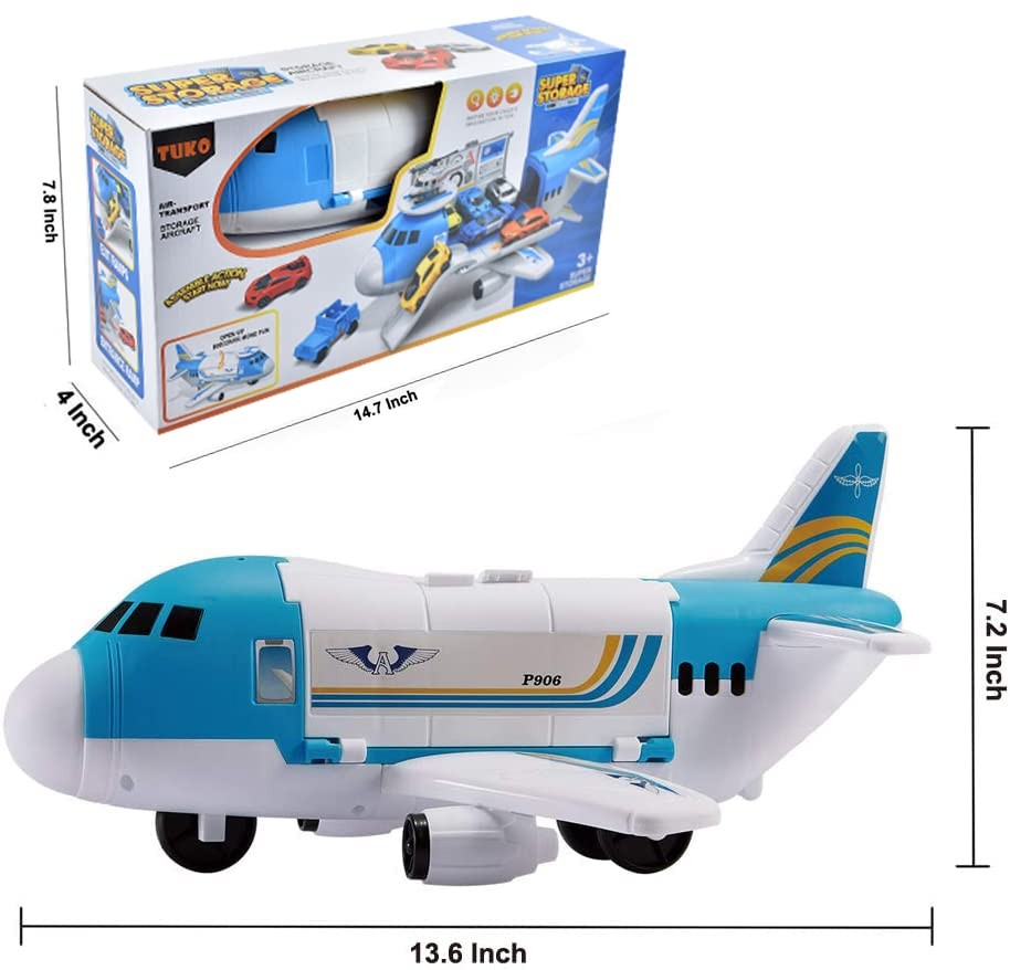 Transport Cargo Airplane Car Toy Play Set for 3+ Years Old Boys and Girls
