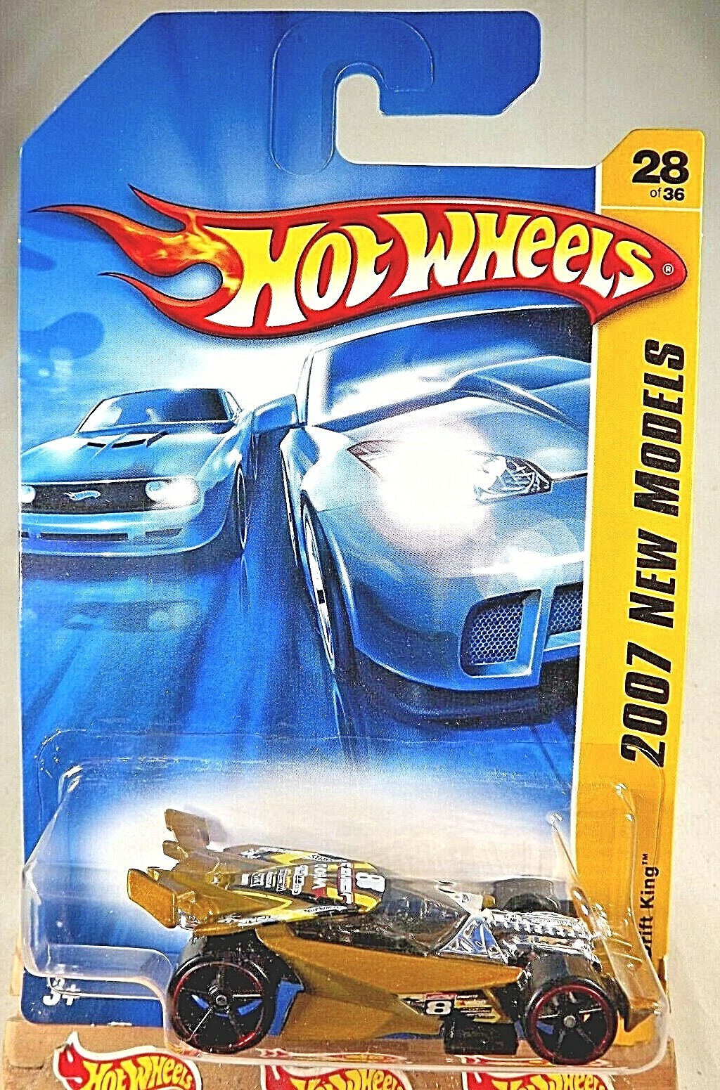 2007 Hot Wheels #28 New Models 28/36 DRIFT KING Gold Variation w/Black OH5 Spoke