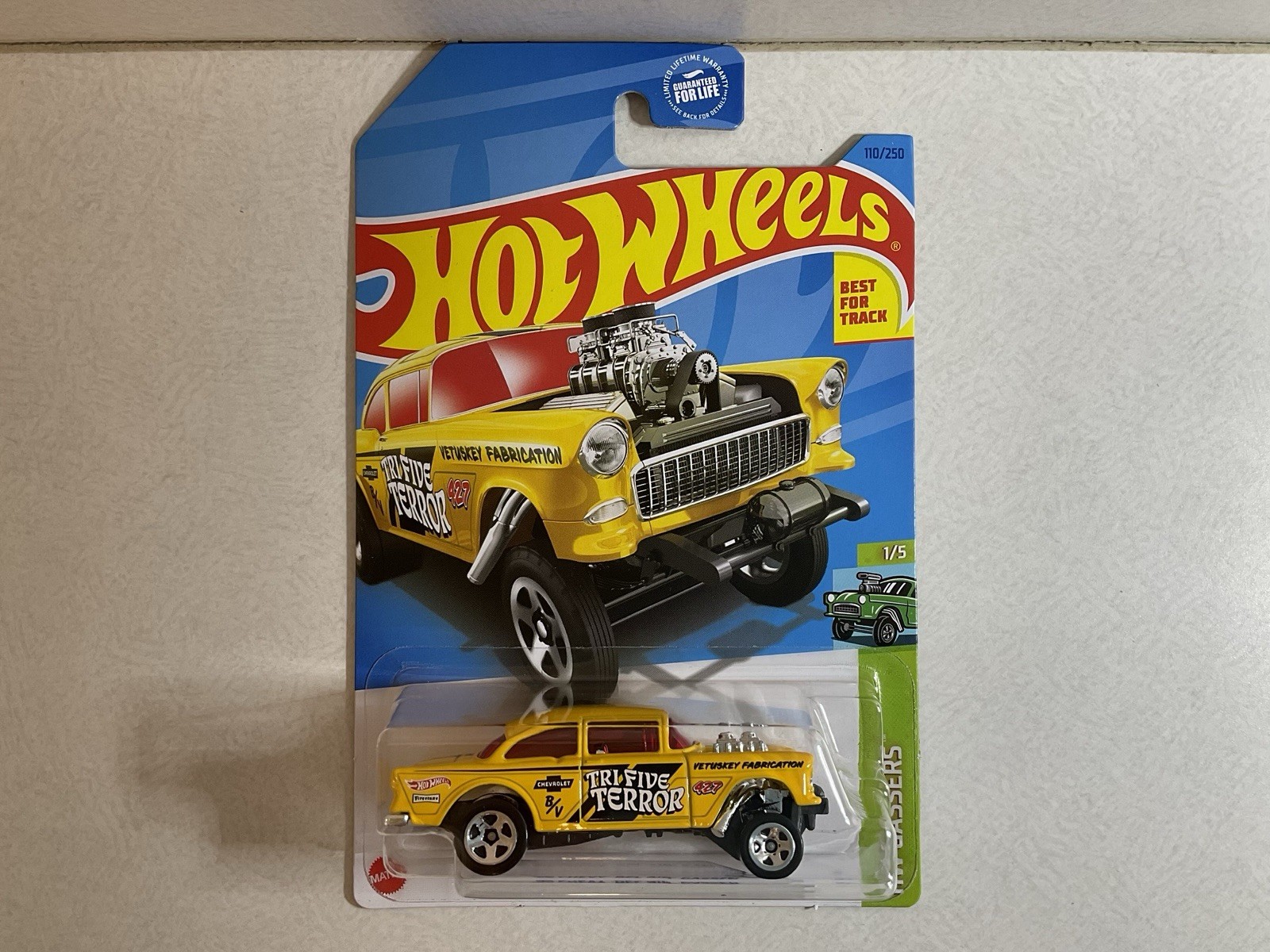 2023 Hot Wheels ‘55 Chevy Bel Air Gasser (110/250) YELLOW — HW Gassers #1/5