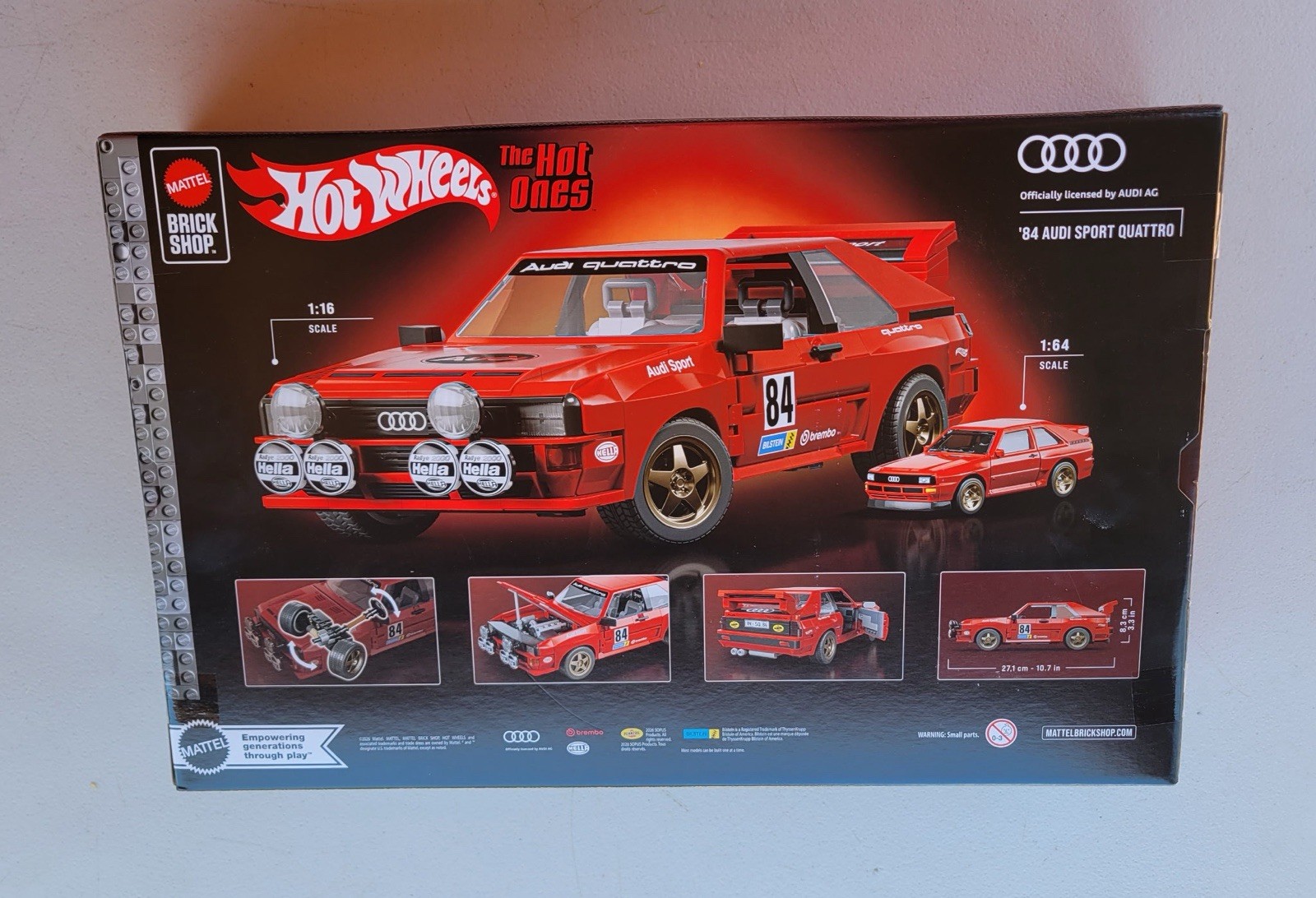 Mattel Brick Shop Hot Wheels ’84 Audi Sport Quattro 864pc Set 10+ Metal Parts
