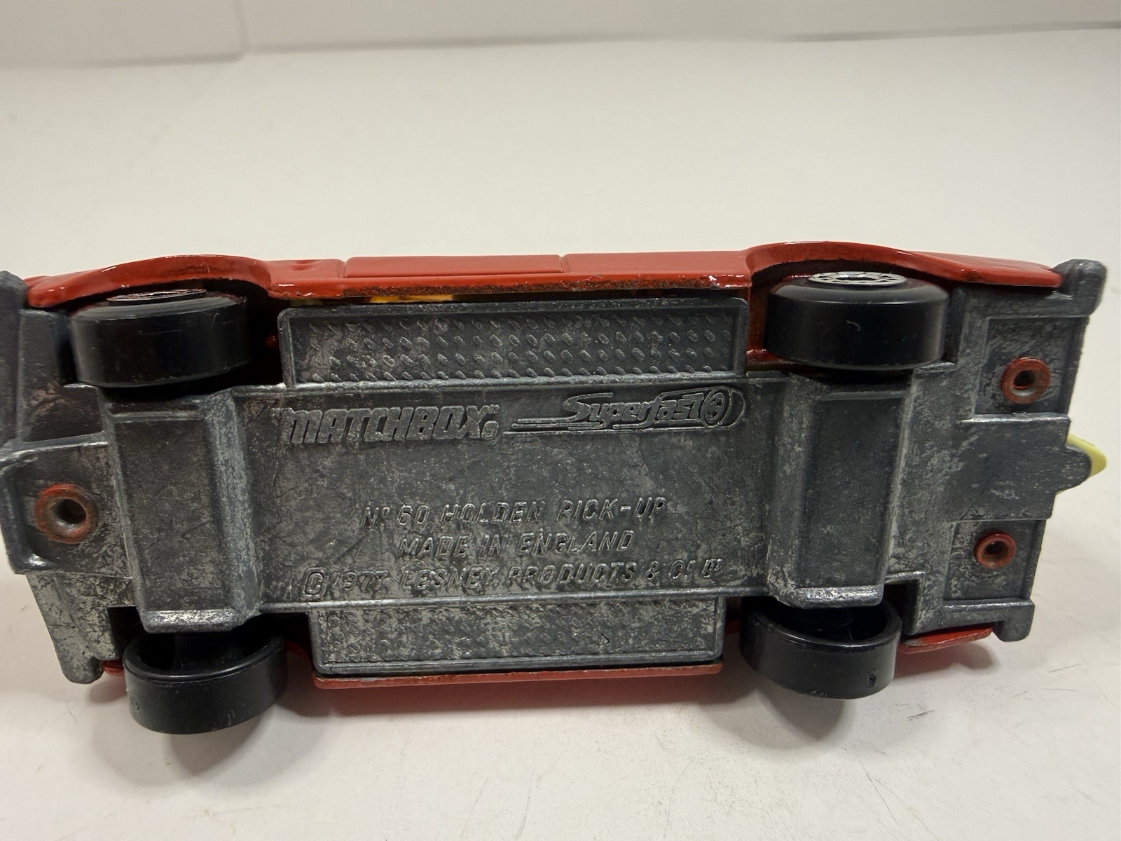 Lesney Matchbox 1977 Superfast No. 60 Holden Pickup Red Diecast w/ Dirt Bikes