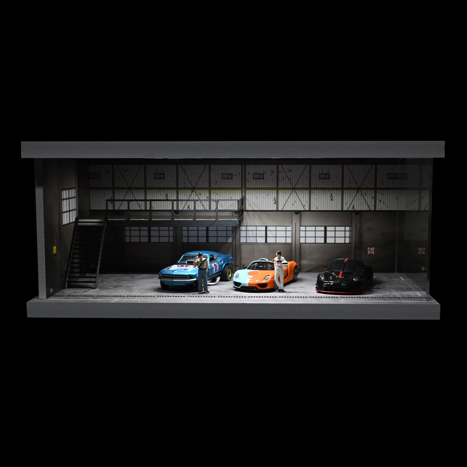 Diorama 1/64 Car Showroom Model LED Lighting Car Garage Backdrop Scene Model Toy