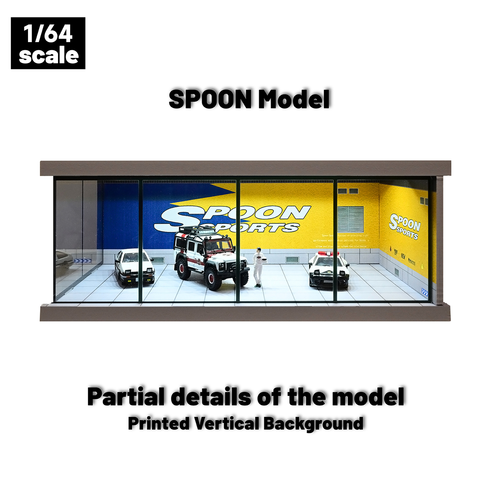1:64 Diorama Car Showroom Model LED Lighting City Car Garage Scene Display Model