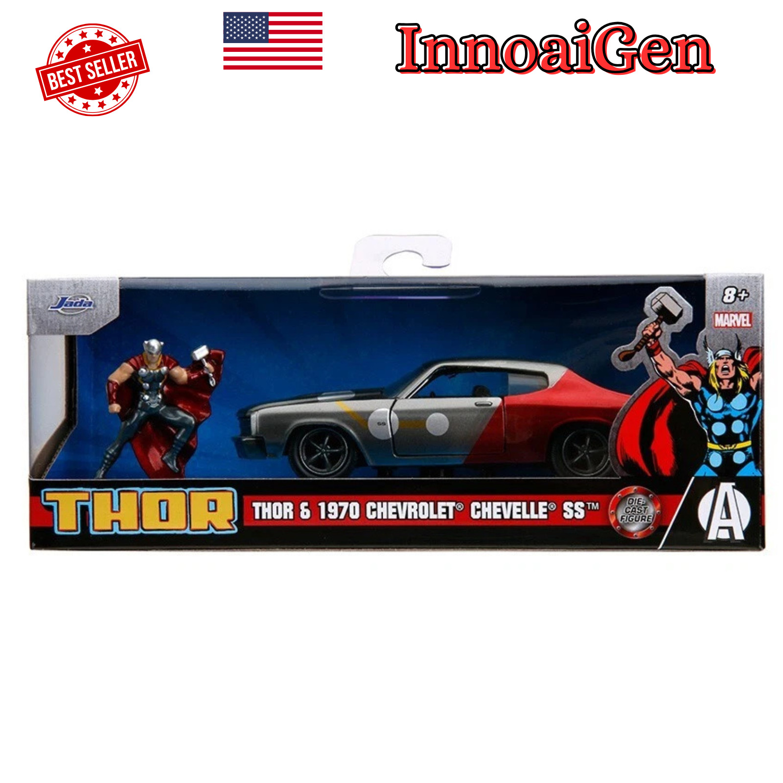 Jada Marvel Thor 1970 Chevrolet Chevelle SS 1:32 Diecast Car with Thor Figure