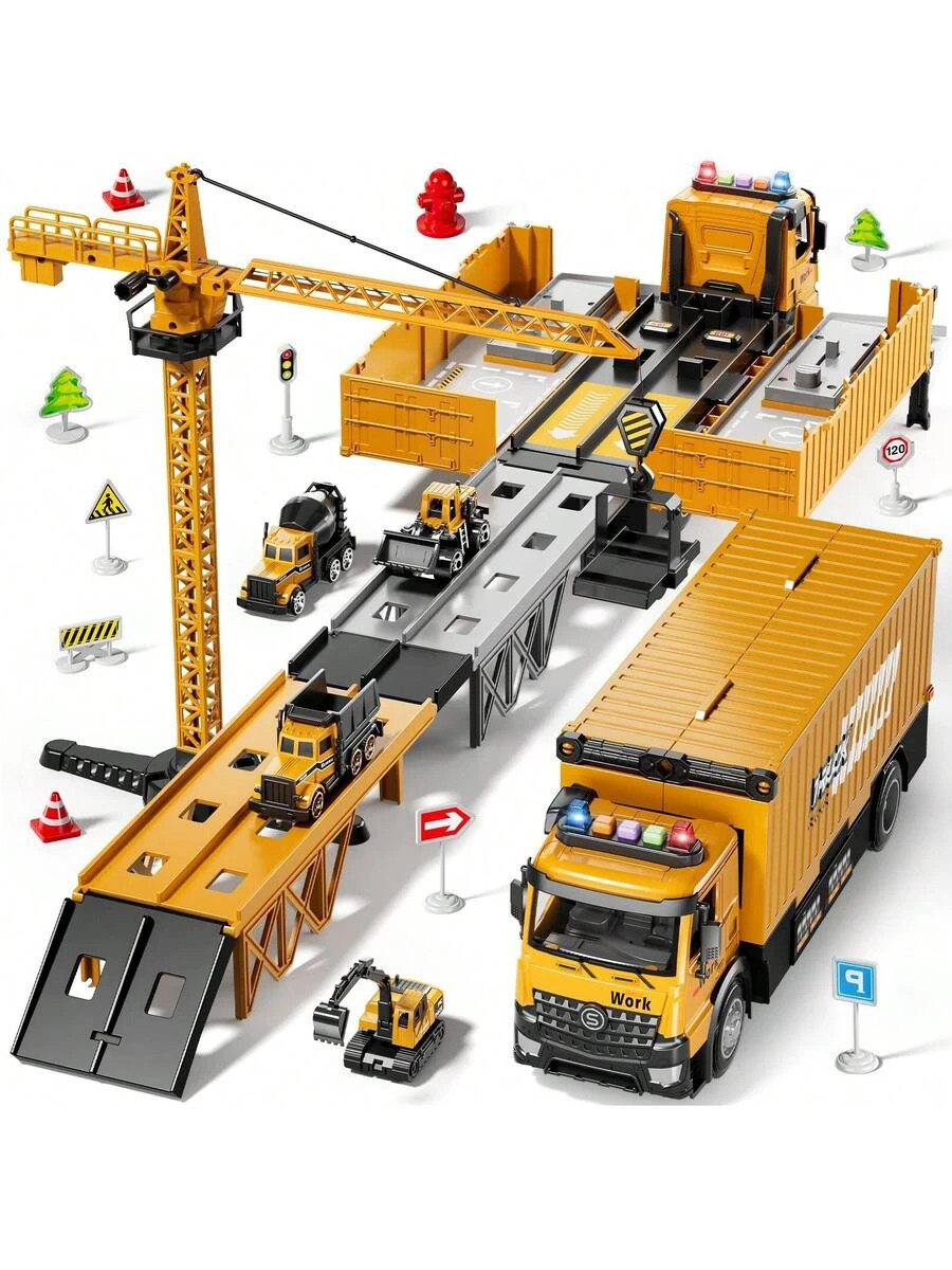 Kids Construction Truck Toys 3-8 Years, Carrier Crane Light Sound