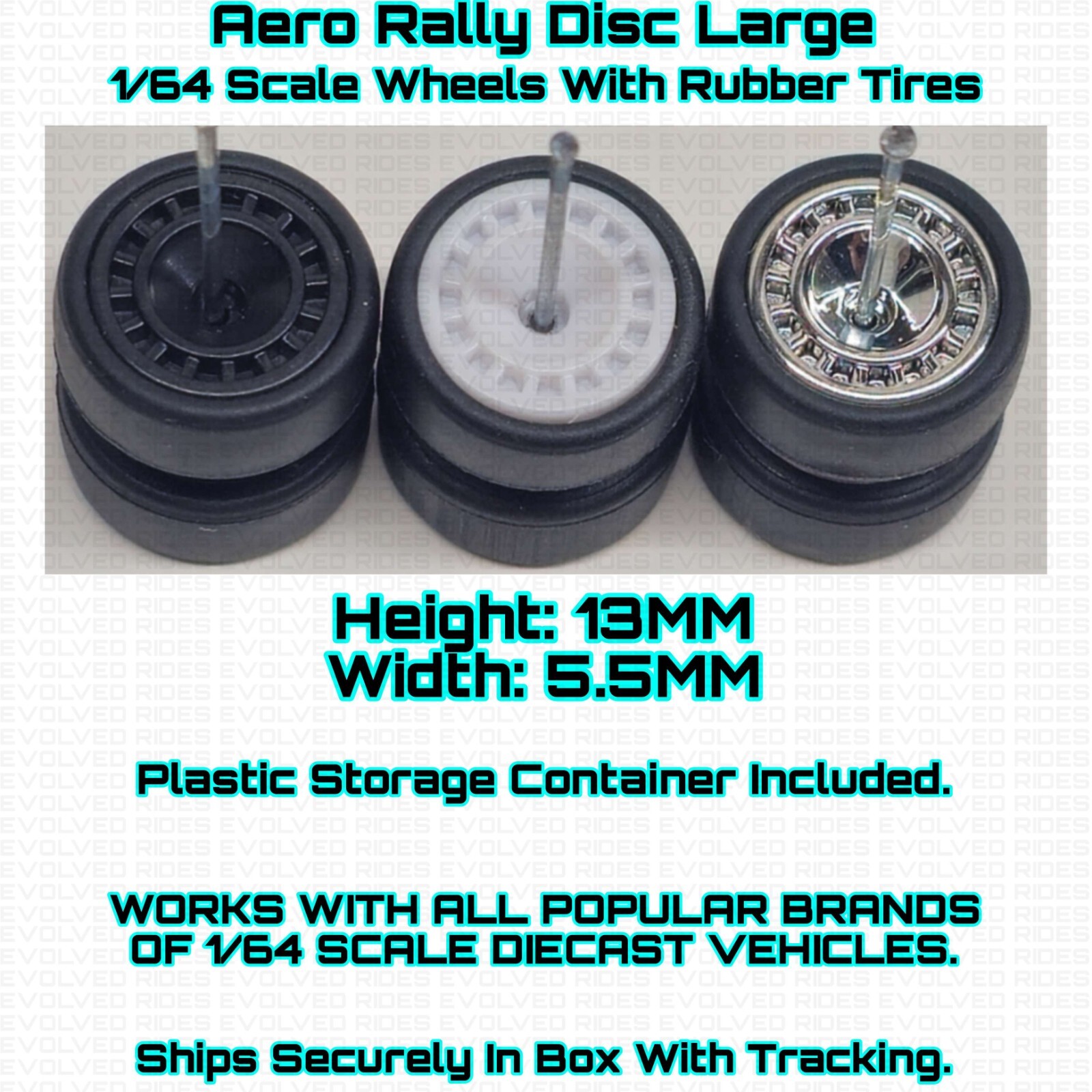 Aero Disc Rally LARGE Real Rider Wheels Rubber Tire For 1/64 Scale Hot