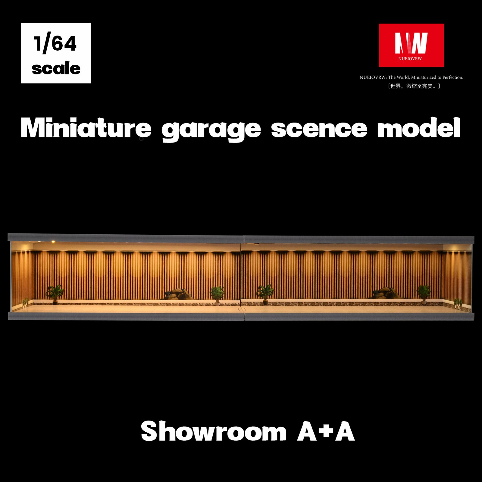 1/64Diorama Diecast Garage Model LED Parking Lot Scene Model Car Display Case US