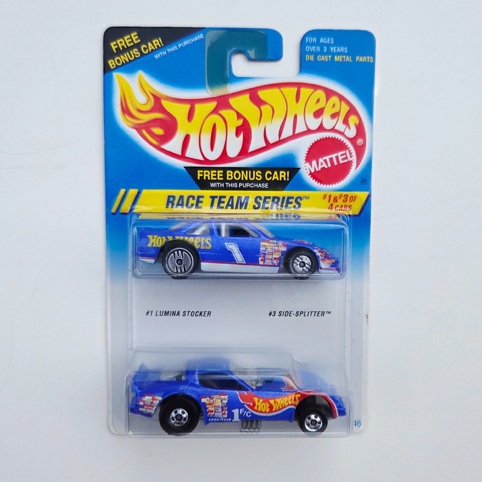 1994 Hot Wheels Race Team Series #1 Lumina Stocker #3 Side Splitter Die Cast Car