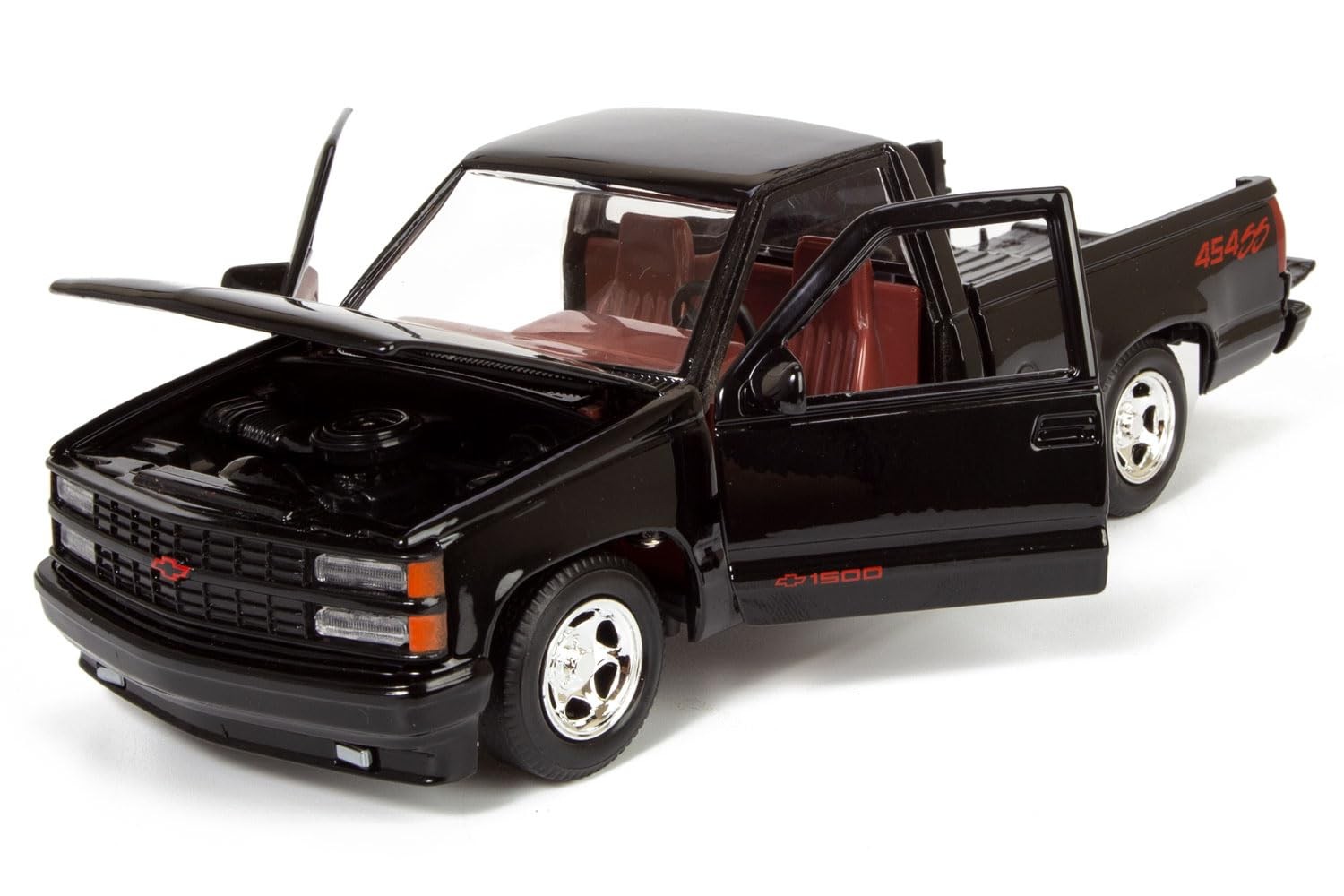 1992 Silverado C1500 454SS, Black with Red Interior, and Towing Trailer, 1:24…