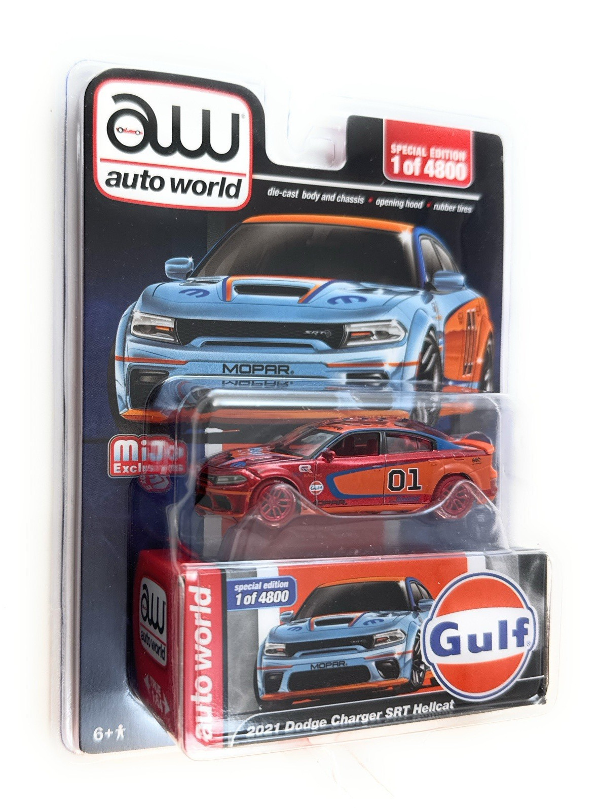 chase AUTOWORLD 1:64 2021 DODGE CHARGER SRT HELLCAT CUSTOM GULF LIVERY CP8084