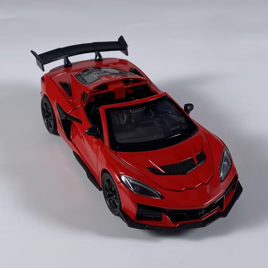 1:32 C8 Zr1x Metal Diecast Model Car with Sound Light Collectible Toy
