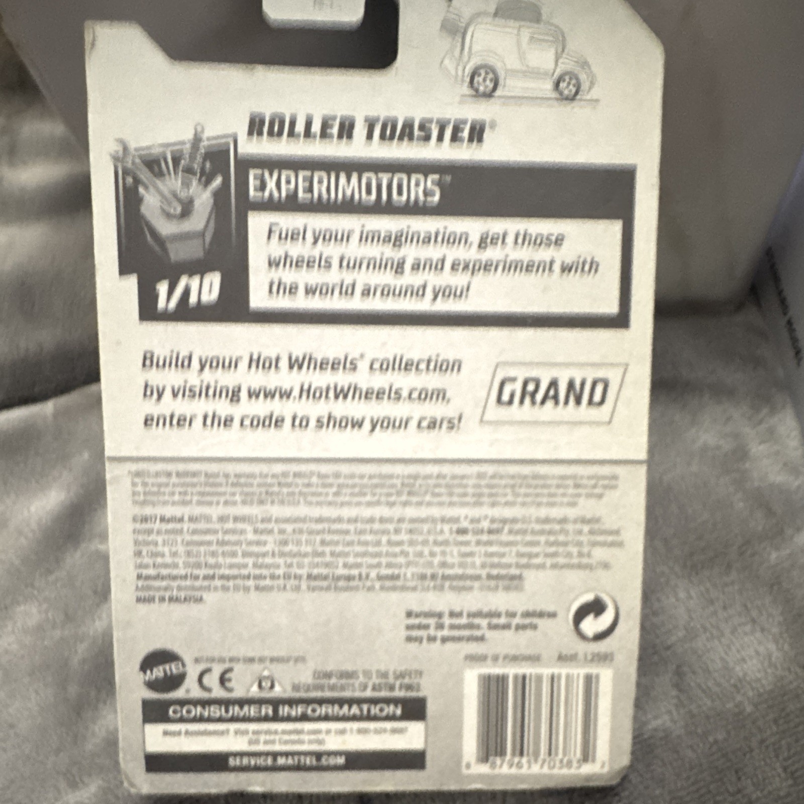 Hot Wheels Experimotors Roller Toaster 2017 Black Diecast Car 1:64