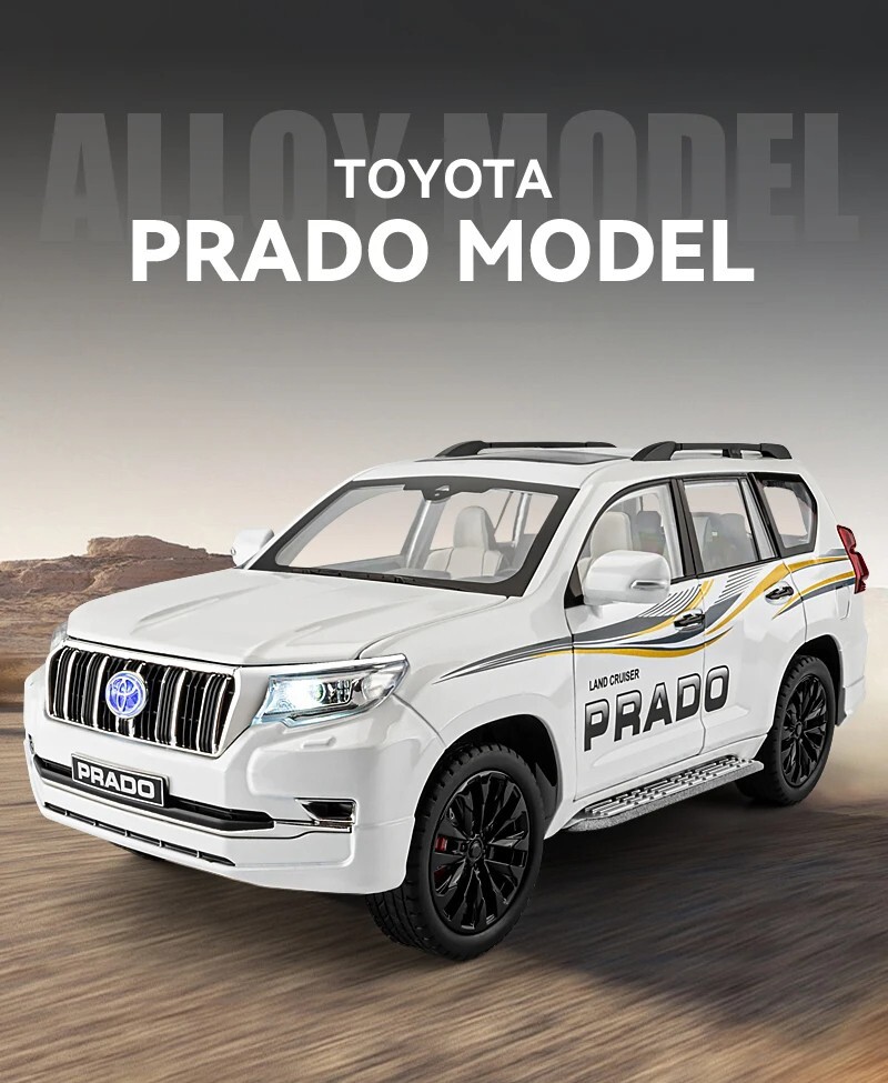 1/18 Toyota Land Cruiser Prado GX White Diecast Model Car Gifts For Friends