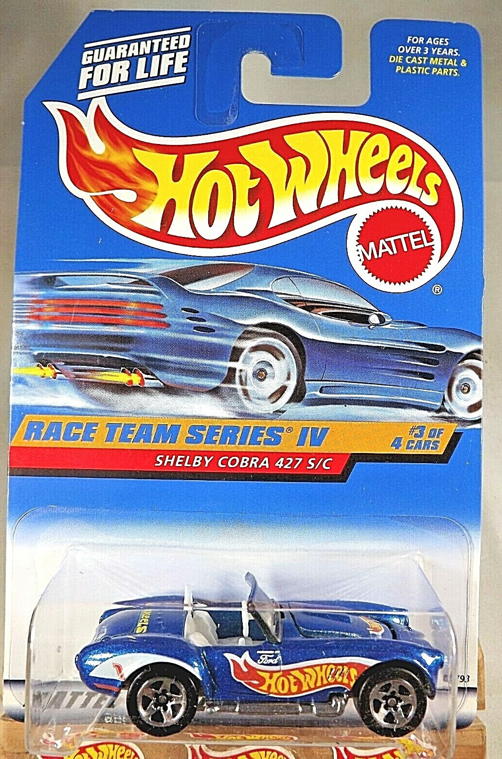 1998 Hot Wheels #727 Race Team Series IV 3/4 SHELBY COBRA 427 S/C Blue w/5 Spoke
