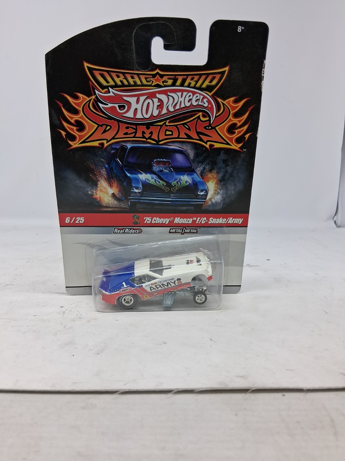 Hot Wheels 2009 Drag Strip Demons #6/25 ’75 Chevy Monza F/C Snake/Army #1 Car P