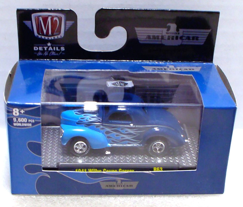 M2 Machines 1941 Willys Coupe Gasser 1:64 Diecast Blue Flames