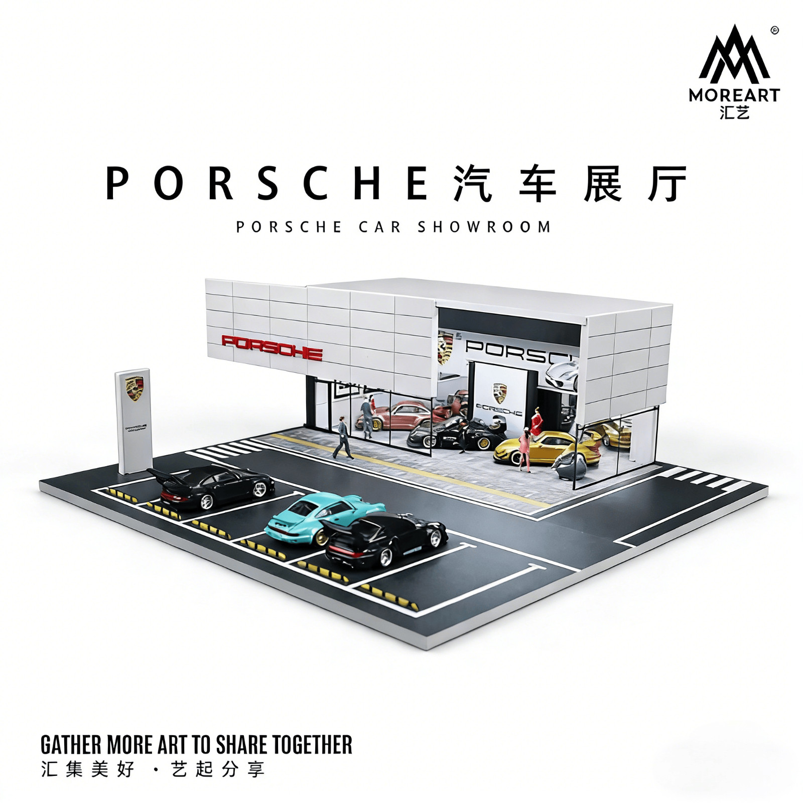 1/64 Diorama Garage Model With LED Parking Lot Display Case For Hot Wheels US