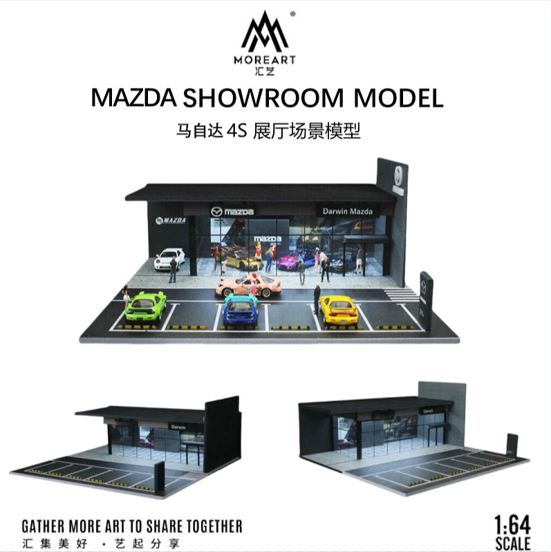 US Diorama 1/64 Diecast Garage Model LED Two-Story Parking Lot Display Case Toy
