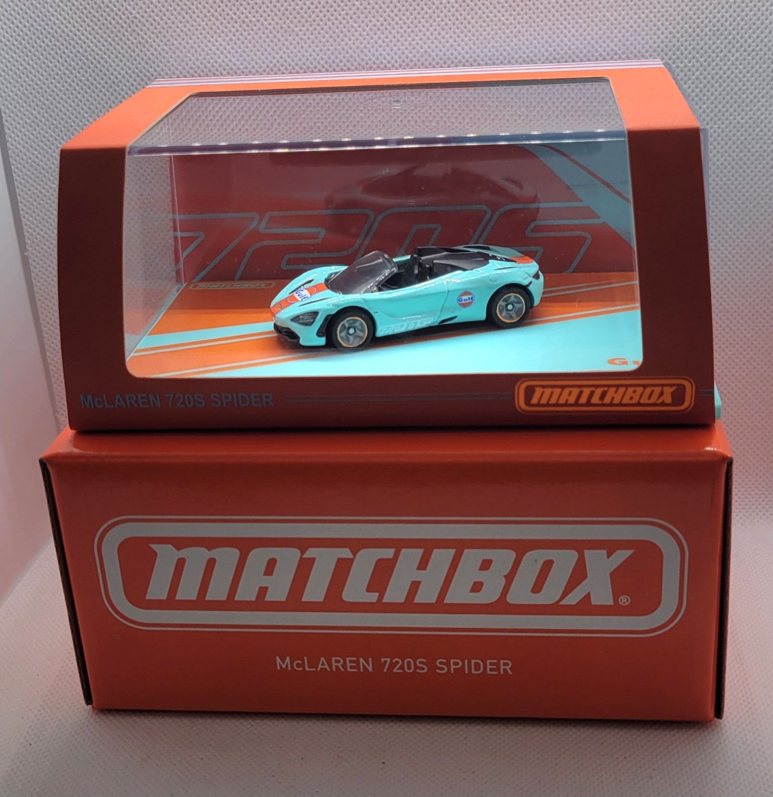 MATCHBOX COLLECTORS RLC MCLAREN 720S GULF SPIDER MINT