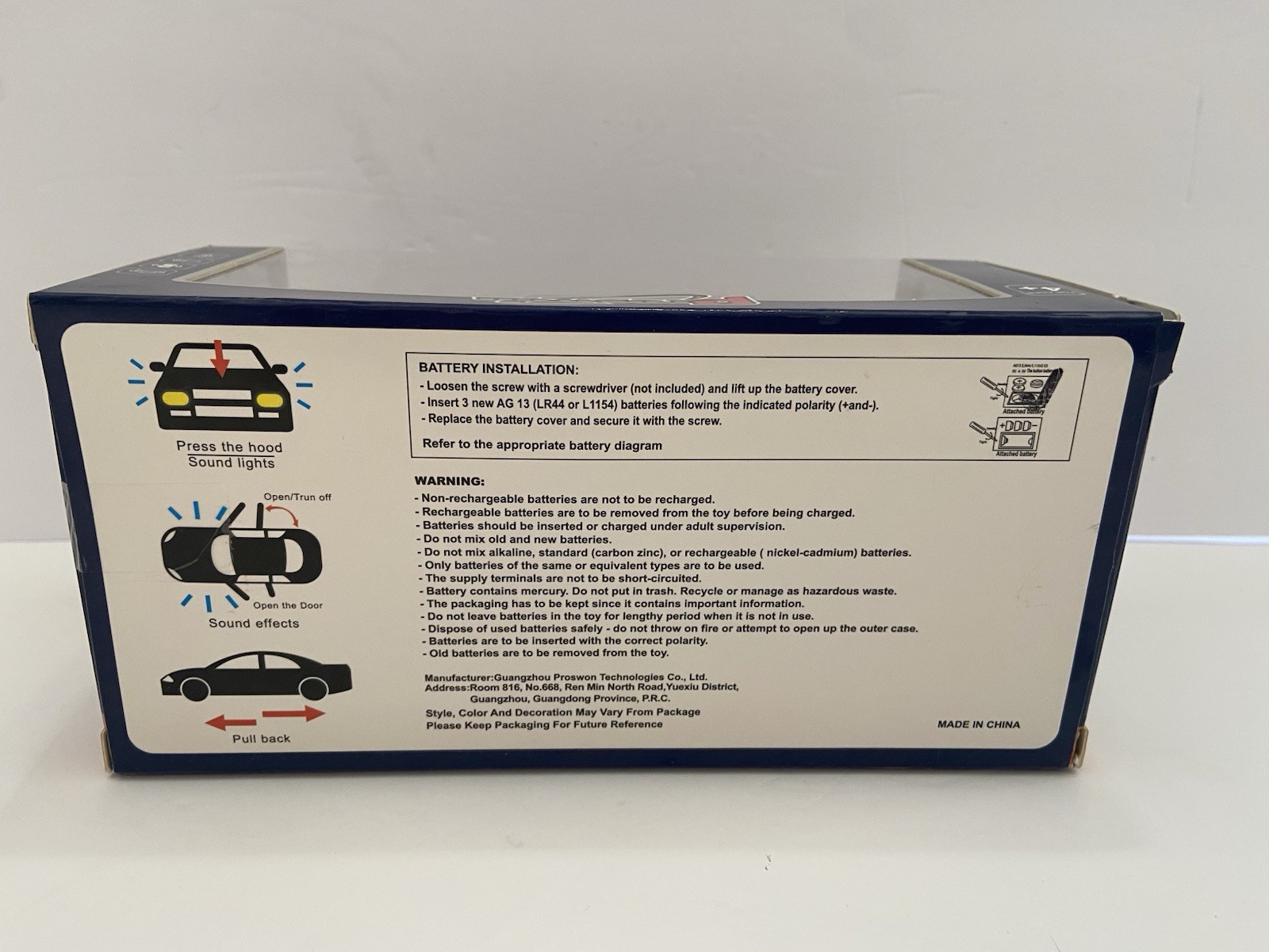 Proswon Diecast Tesla Model X 1:32 Light Sound Pull Back Action New Open Box U4