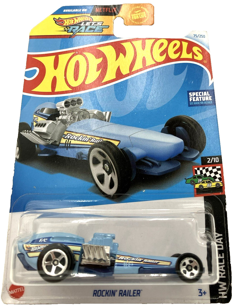 Hot Wheels Rockin Railer 75/250 HW Race Day Series 2/10 Blue Yellow Chrome 2024
