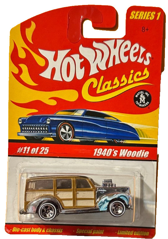 Hot Wheels Classics Ser 1 #11 1940s WOODIE Chrome H7076