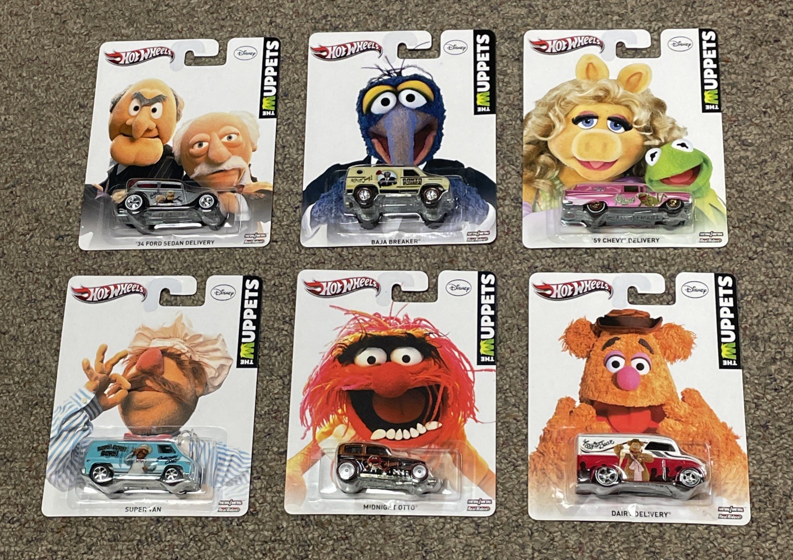 2012 Hot Wheels Pop Culture The Muppets Real Riders Complete Set of 6