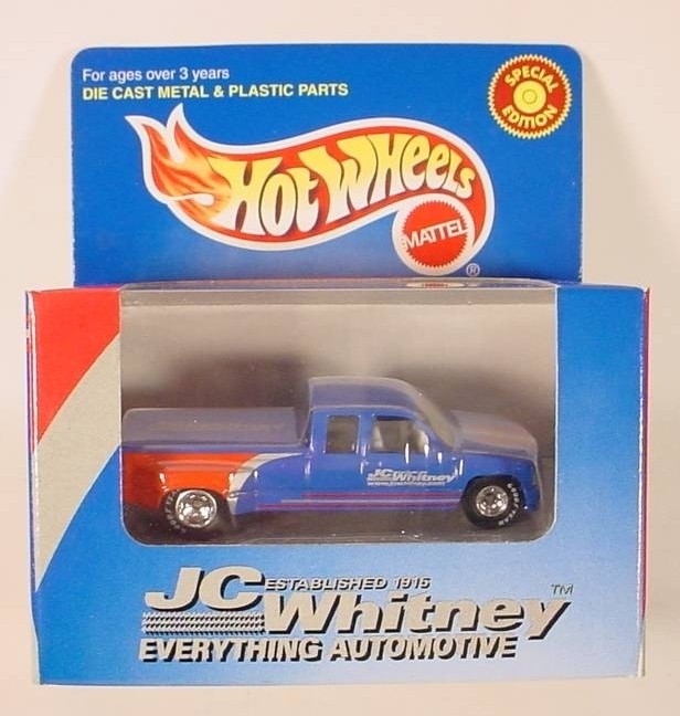 Hot Wheels JC Whitney Blue C3500 Extended Cab Pickup w/ Real Riders MIMB