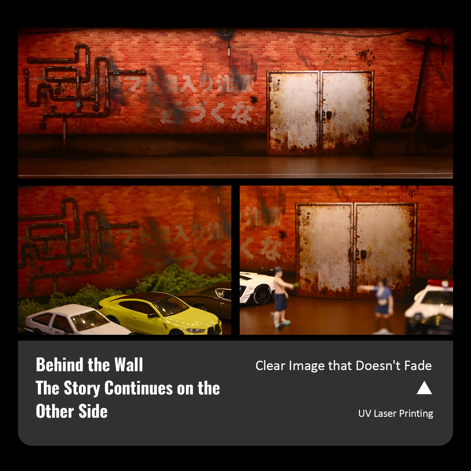 Diorama 1/64 Post-Apocalyptic Garage Model LED Parking Lot Display Case Building