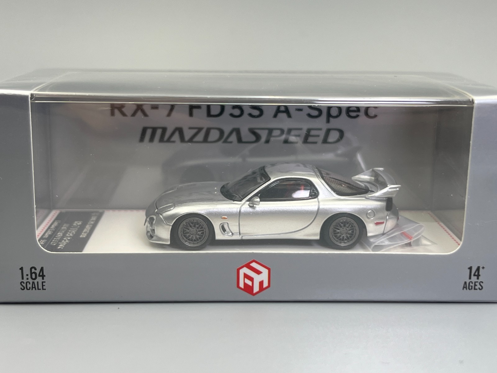 Mazda RX-7 FD3S A-Spec Mazdaspeed Silver Focal Horizon 1/64 scale with case