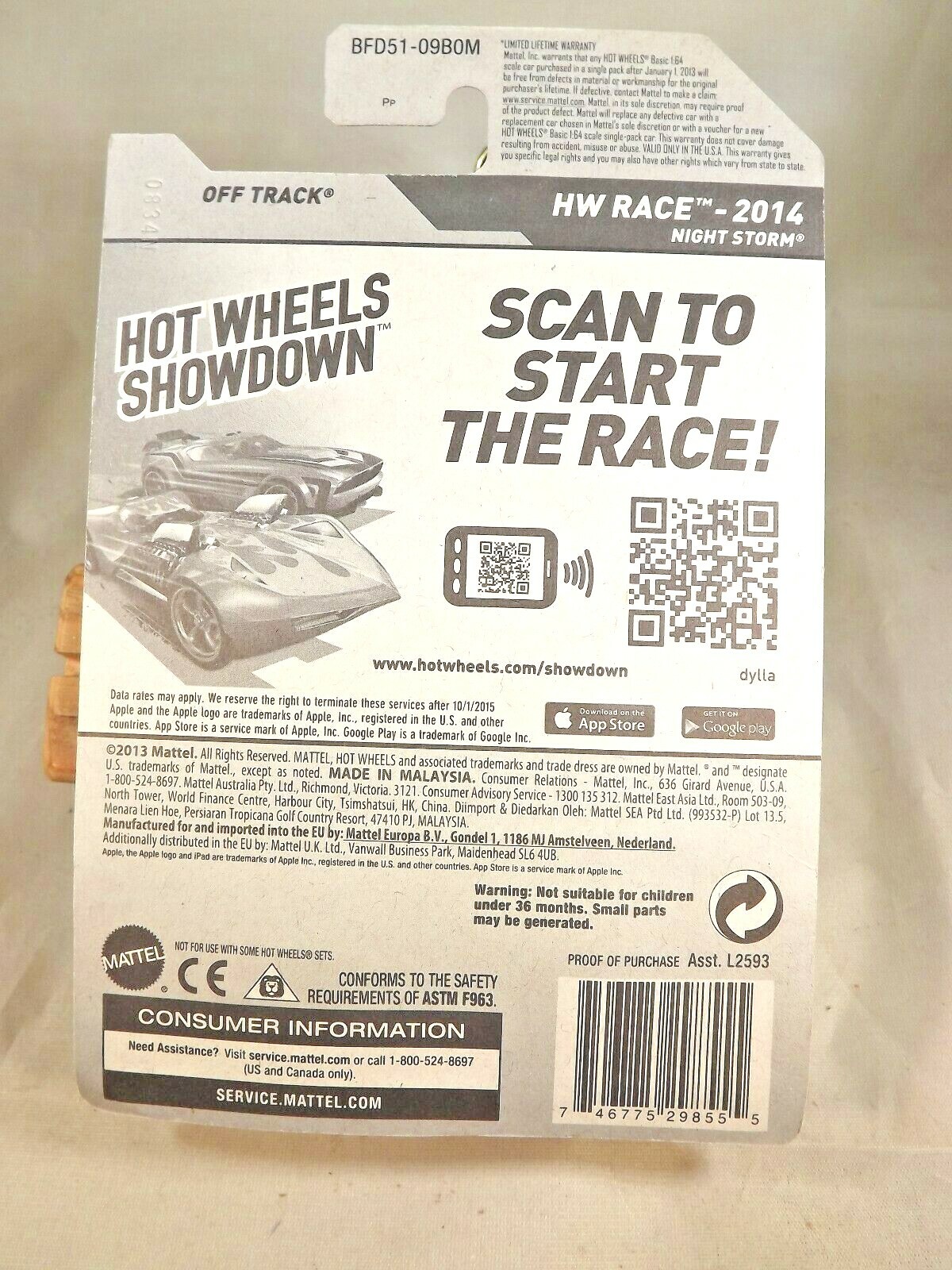 2014 Hot Wheels Treasure Hunt #184 HW Race-NightStorm OFF TRACK Green w/GlowWhls