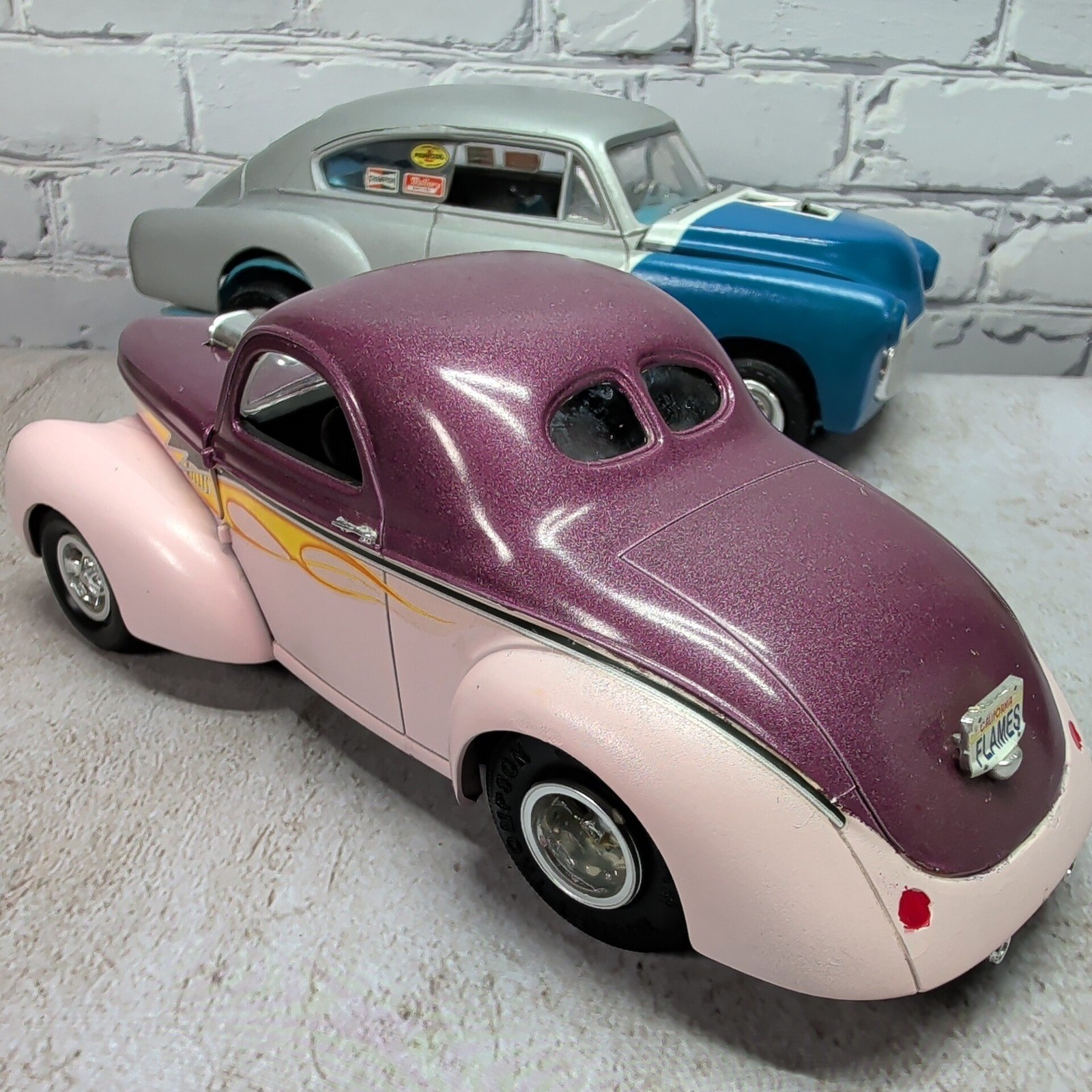 Built Custom Hot Rod Model Car Lot Willys Coupe & Chevy Drag Style