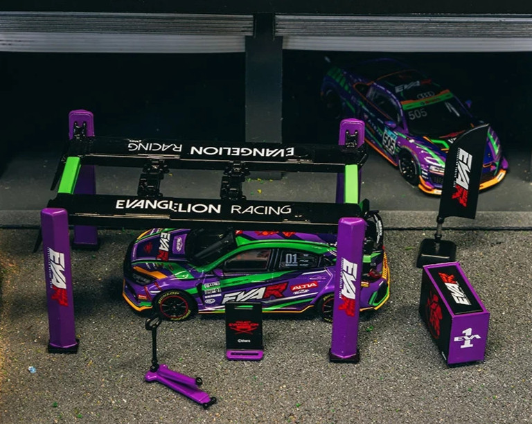 Tarmac Works 1/64 GARAGE TOOLS & LIFT Eva Racing For Die Cast Models -PURPLE-