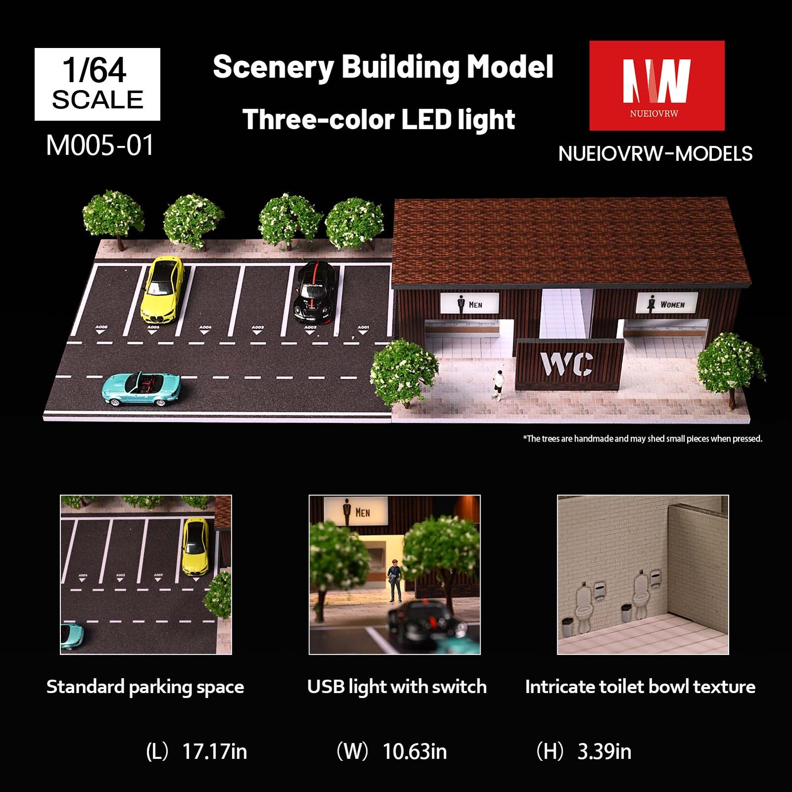 1/64 Diorama Diecast Car Garage Model LED Street Parking Lot Scene Buildings US