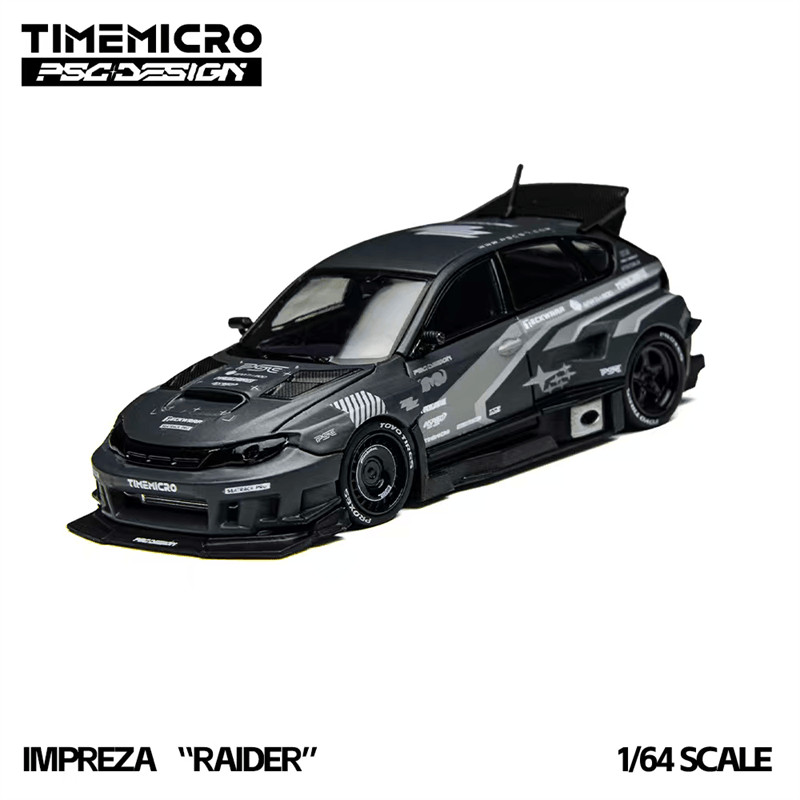 TimeMicro × PSC DESIGN 1:64 Impreza “RAIDER” Grey Diecast Model Car