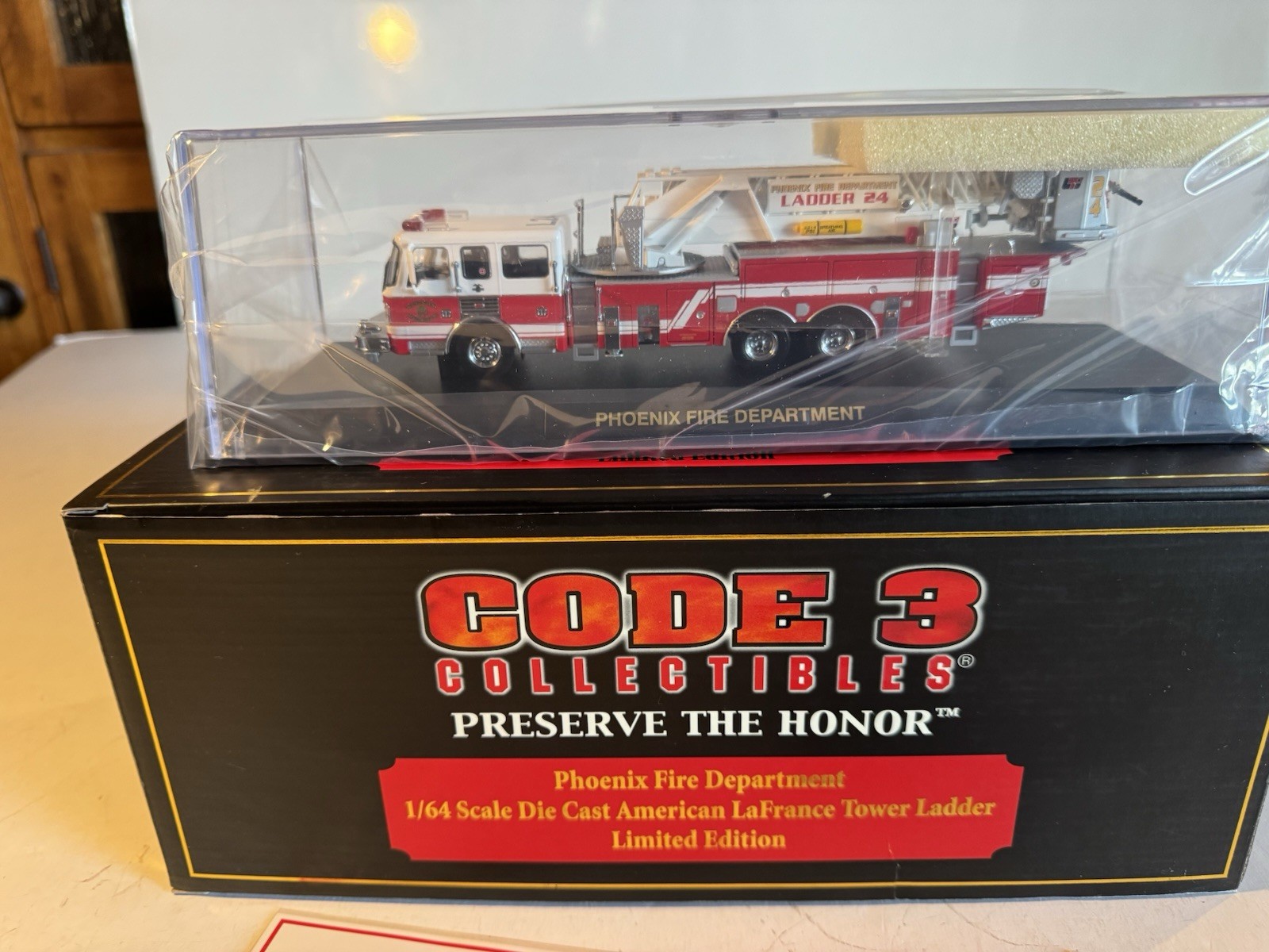 Code 3, 1:64 Die-Cast Phoenix Fire Dept American LaFrance Tower Ladder #12744 MB