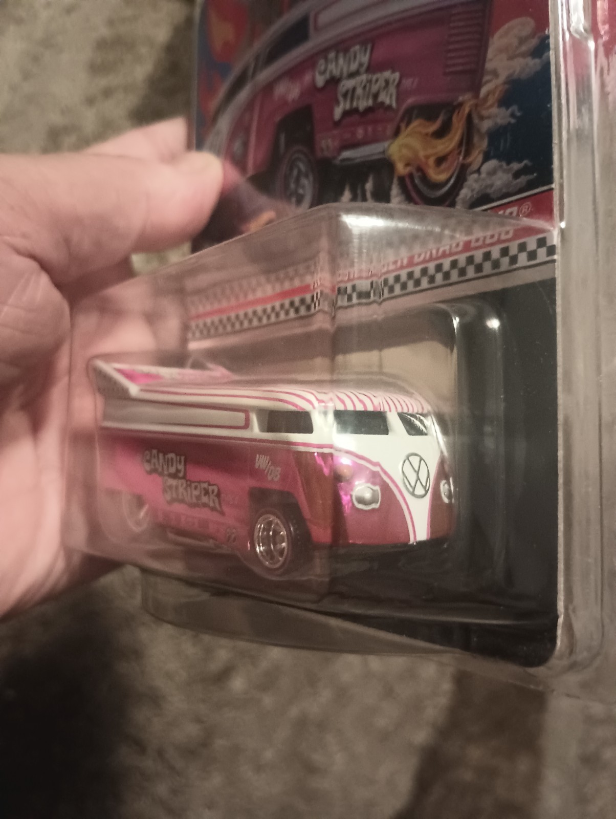 Pink logo! Hot Wheels RLC 2021 Volkswagen Drag Bus Candy Striper #9502/20000