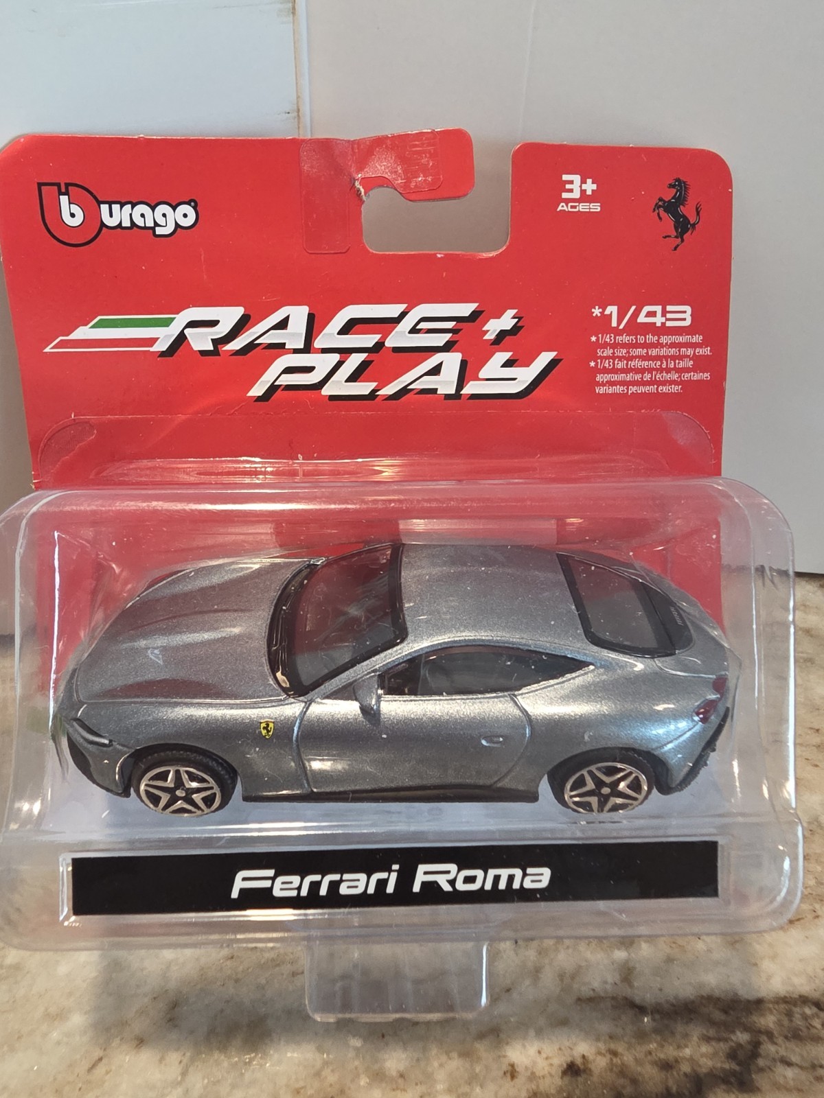 Bburago Race & Play 1:43 Ferrari Roma Diecast Car Gray Ages 3-4 Years