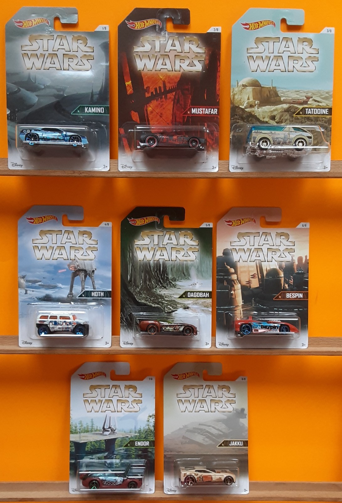 2016 1:64 Hot Wheels Star Wars Planet Series Full Set of 8 (Walmart Exclusive)