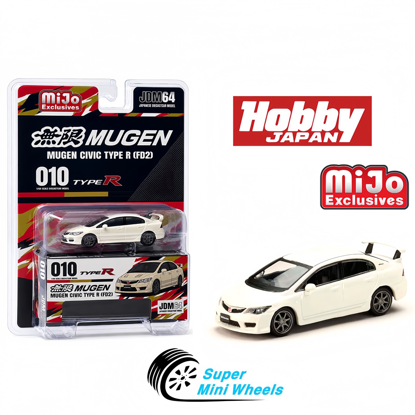 Hobby Japan 1:64 Honda Mugen Civic RR (FD2) – White – Mijo Exclusives
