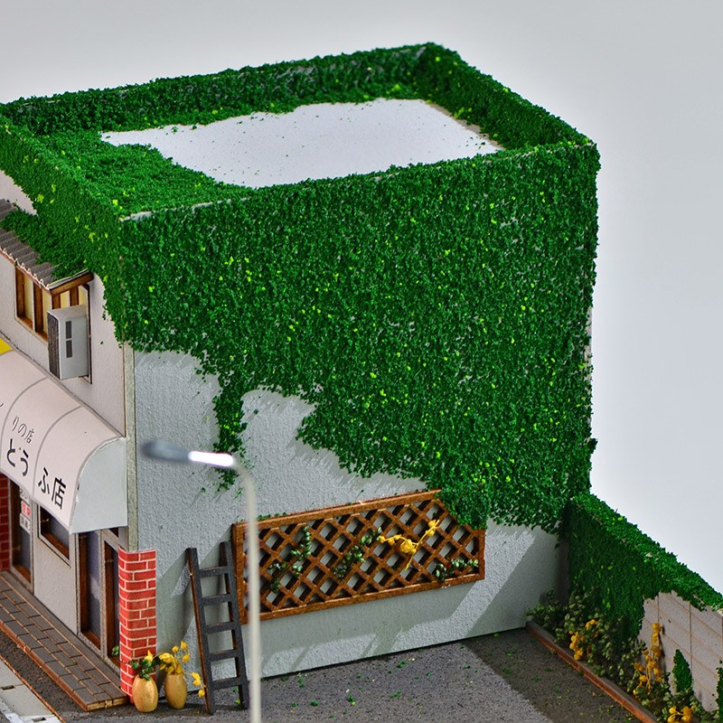 DIY Handmade 1/64 Diorama Car Garage Model LED Japanese Street Buildings Display