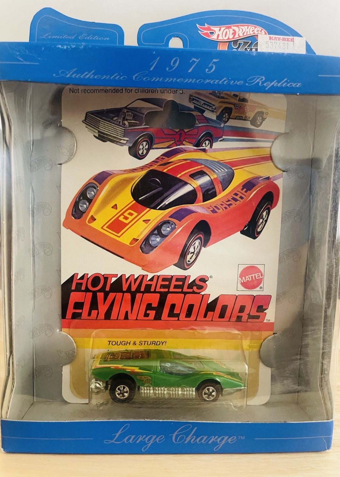 1997 Hot Wheels 30th Anniversary Large Charge 1975 Flying Colors Kay Bee Tag