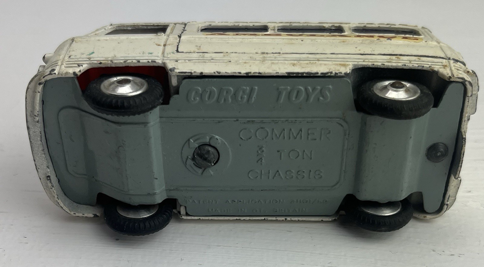 Corgi Toys Commer 3/4 ton chassis Ambulance White with Red Seats Removable Top