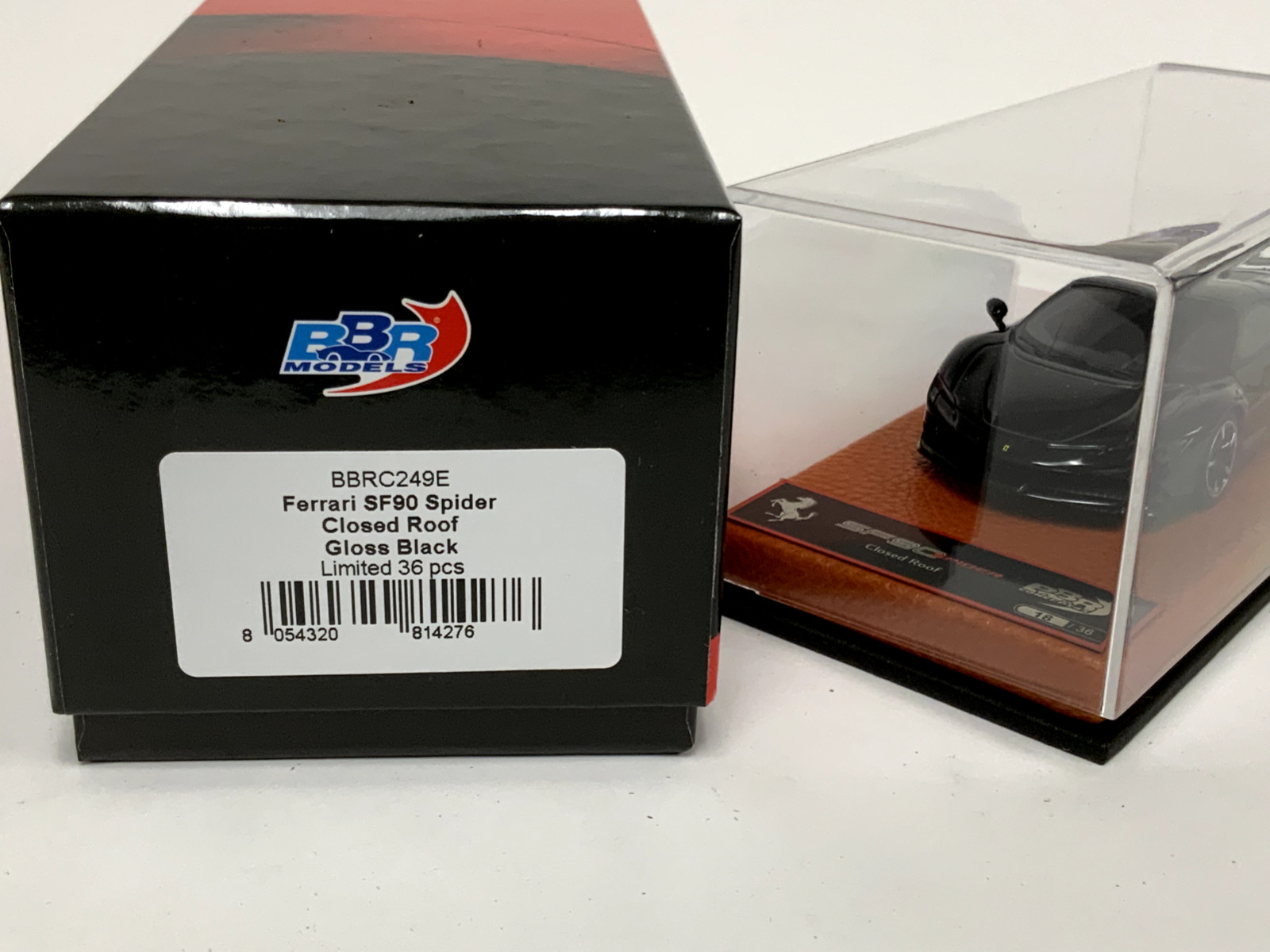 1/43 BBR Ferrari SF90 Spider Closed top Black Tan Leather Base BBRC249E. 36 pcs