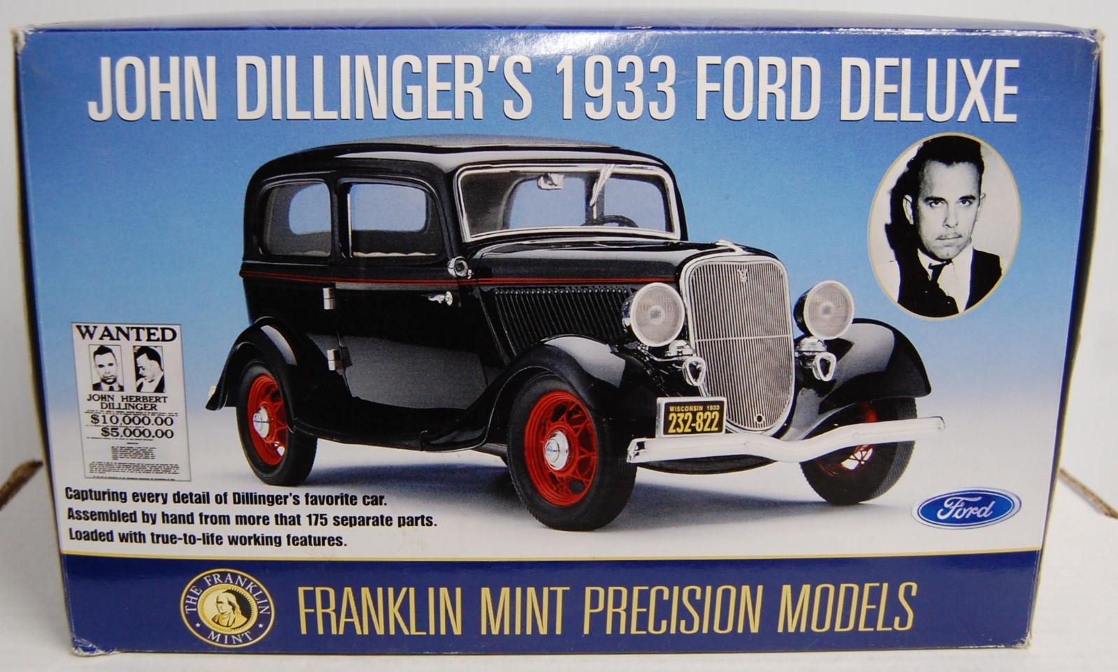 Franklin Mint John Dillinger’s Getaway Car 1933 Ford Deluxe 1:24 Broken Pcs READ