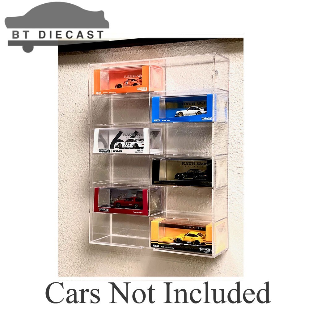 SHOWCASE 12 CAR DISPLAY CASE WALL MOUNT FOR 1/64 SCALE MODELS CLEAR MJ10012