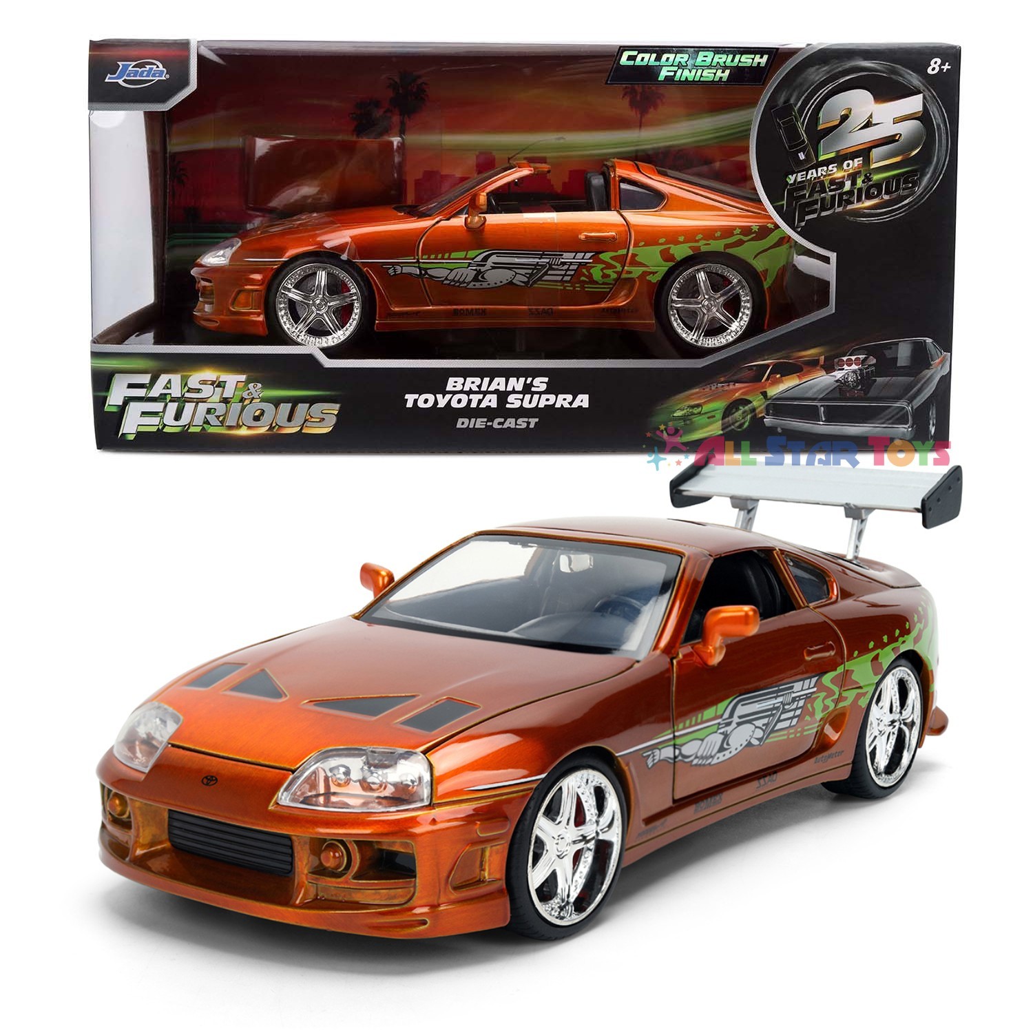 JADA 25th Yrs Fast & Furious 1:24 Brian Toyota Supra Brush Finish Orange 37703