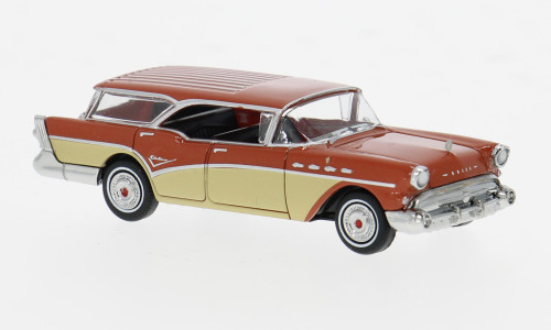 BREKINA 1957 BUICK CENTURY CABALLERO ORANGE / BEIGE HO 1/87 PLASTIC