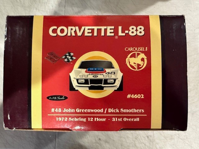 CORVETTE #48 GREENWOOD / SMOTHERS 1972 SEBRIING L-88 427 CAROUSEL 1 1/18 #4602