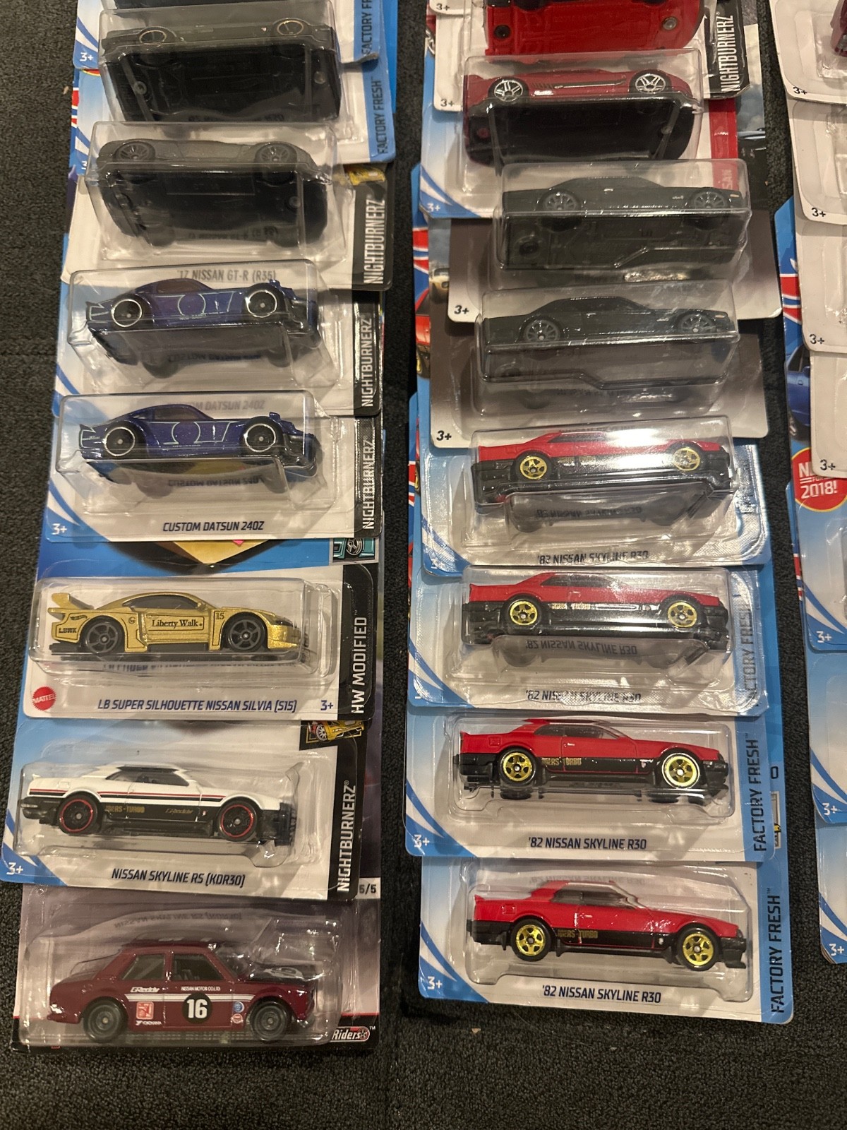 Variety of Nissan Hot Wheels, Skyline GT-R 30, 32, 34, 35 and more.